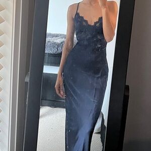 Princess Polly Treasure Bias Cut Maxi Dress Navy